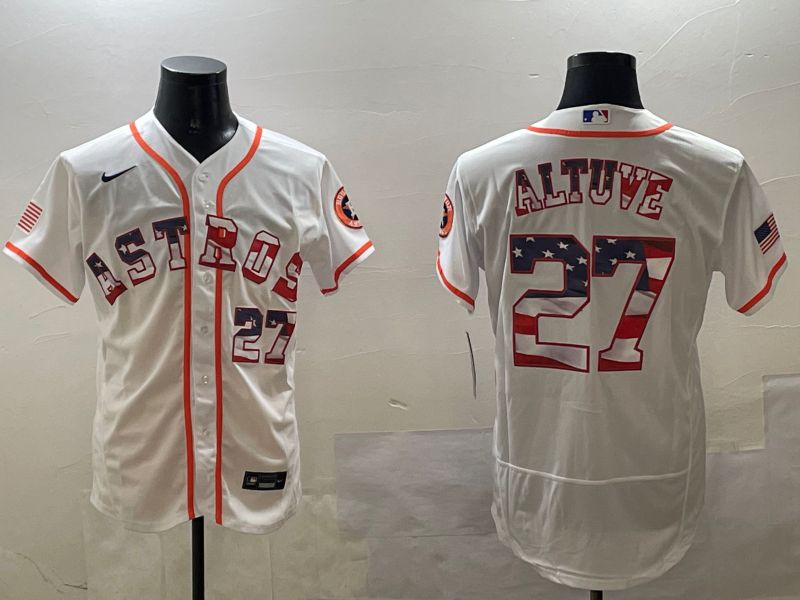 Men Houston Astros #27 Altuve White National Flag Elite 2025 Nike MLB Jersey style 1